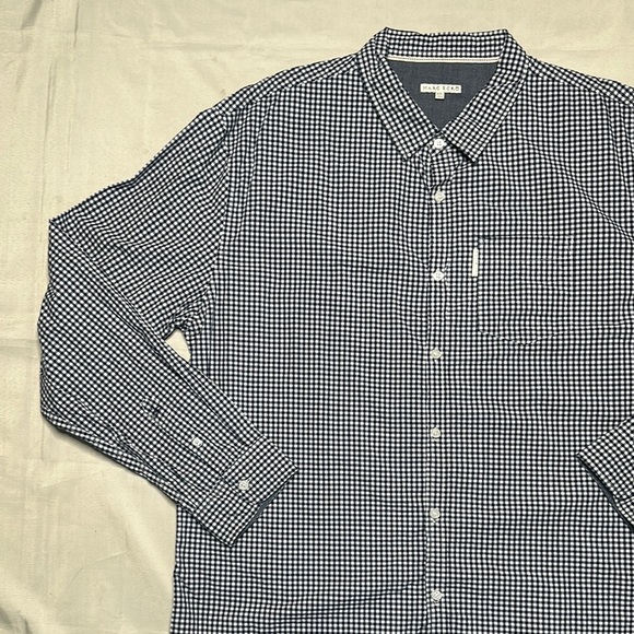Marc Ekco Navy and White Gingham Button Down Shirt - Picture 5 of 11